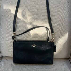 Coach Black Pebble Leather Crossbody with Gold Hardware